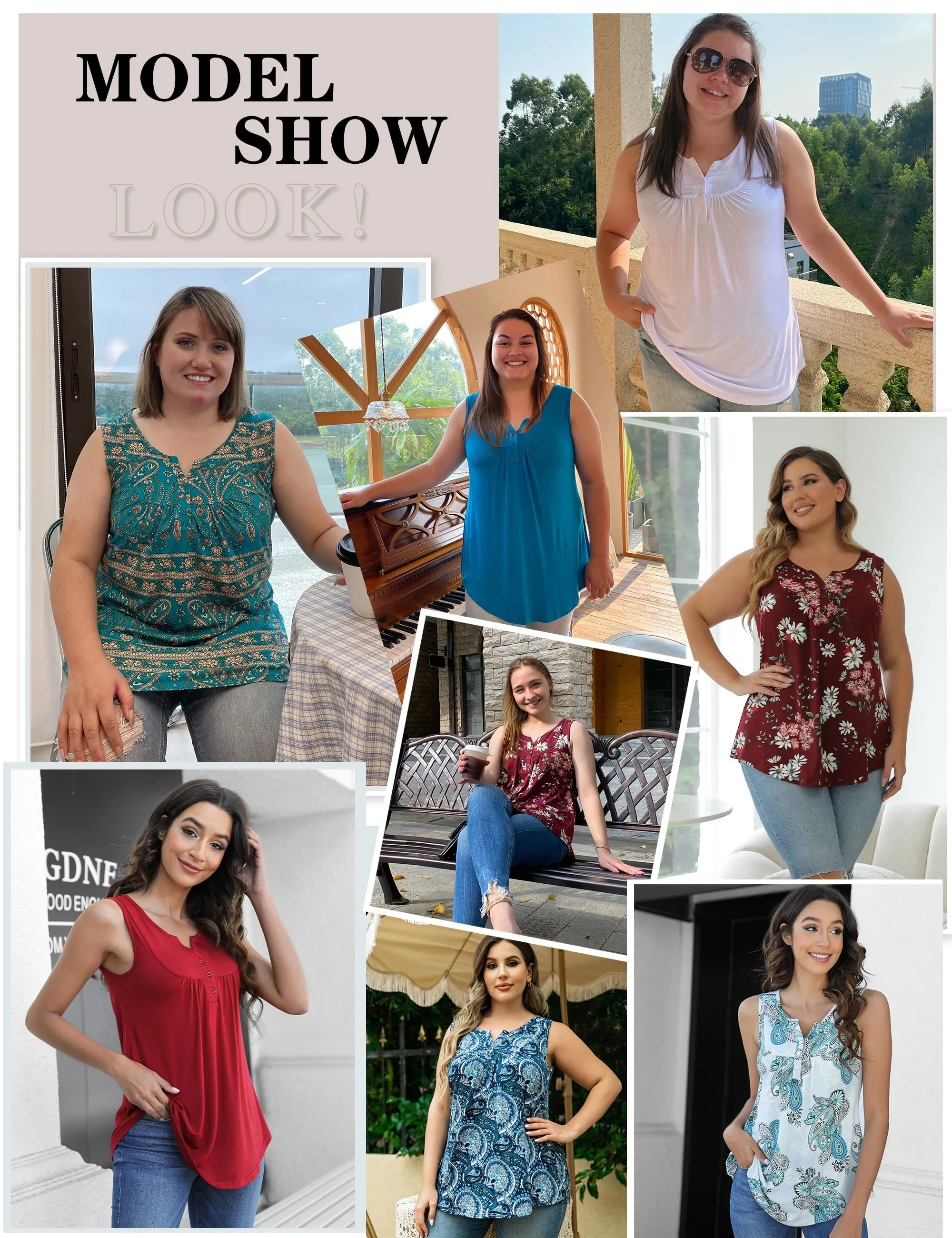 a.Jesdani Womens Plus Size Tunic Tank Tops Sleeveless Casual Blouses m-4x