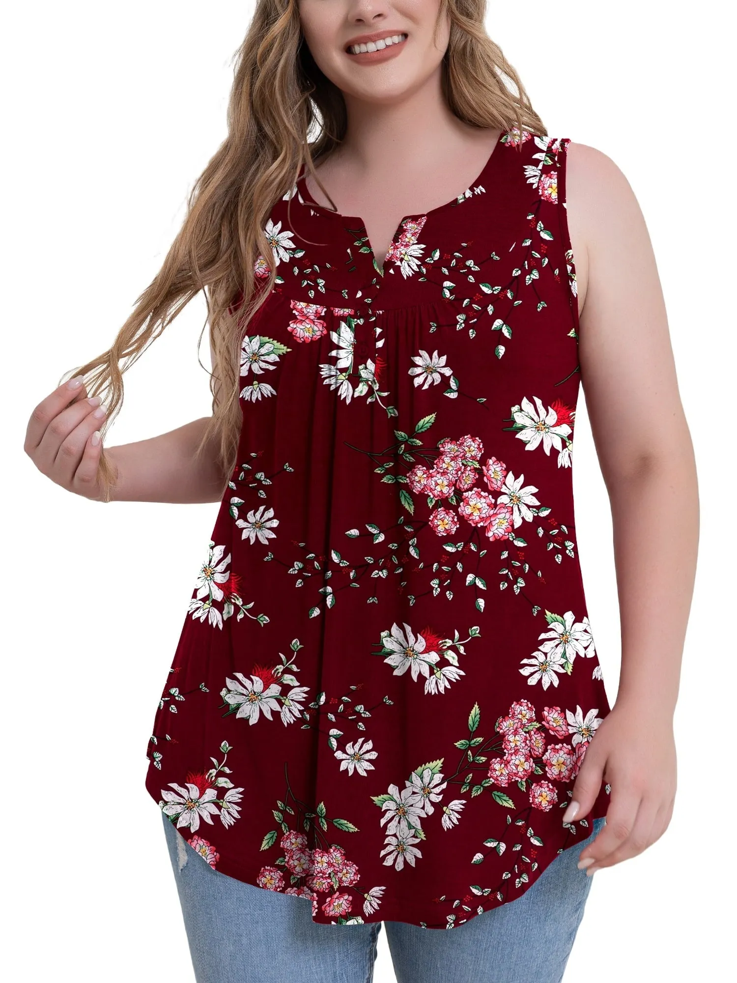 a.Jesdani Womens Plus Size Tunic Tank Tops Sleeveless Casual Blouses m-4x