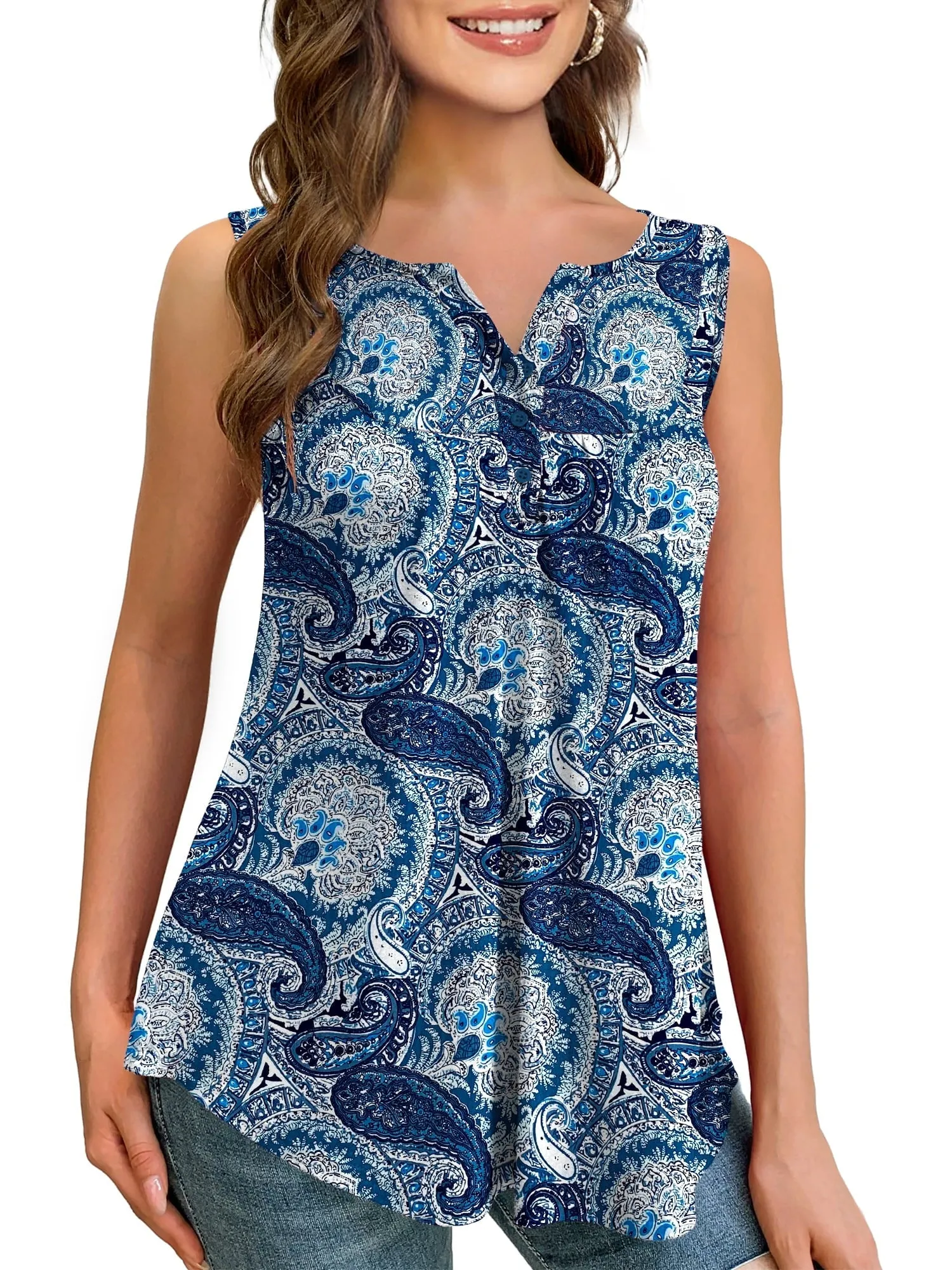 a.Jesdani Womens Plus Size Tunic Tank Tops Sleeveless Casual Blouses m-4x