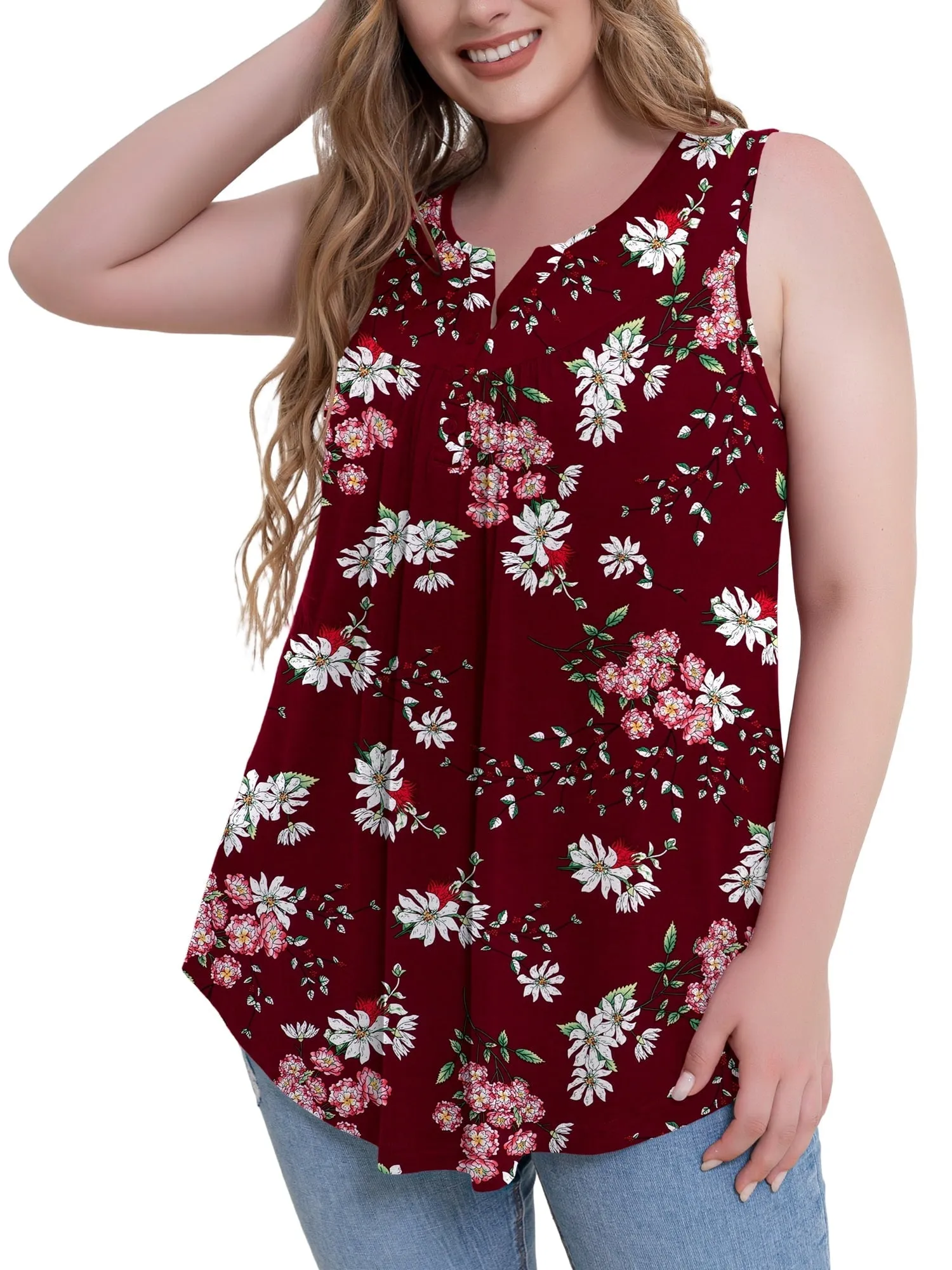 a.Jesdani Womens Plus Size Tunic Tank Tops Sleeveless Casual Blouses m-4x