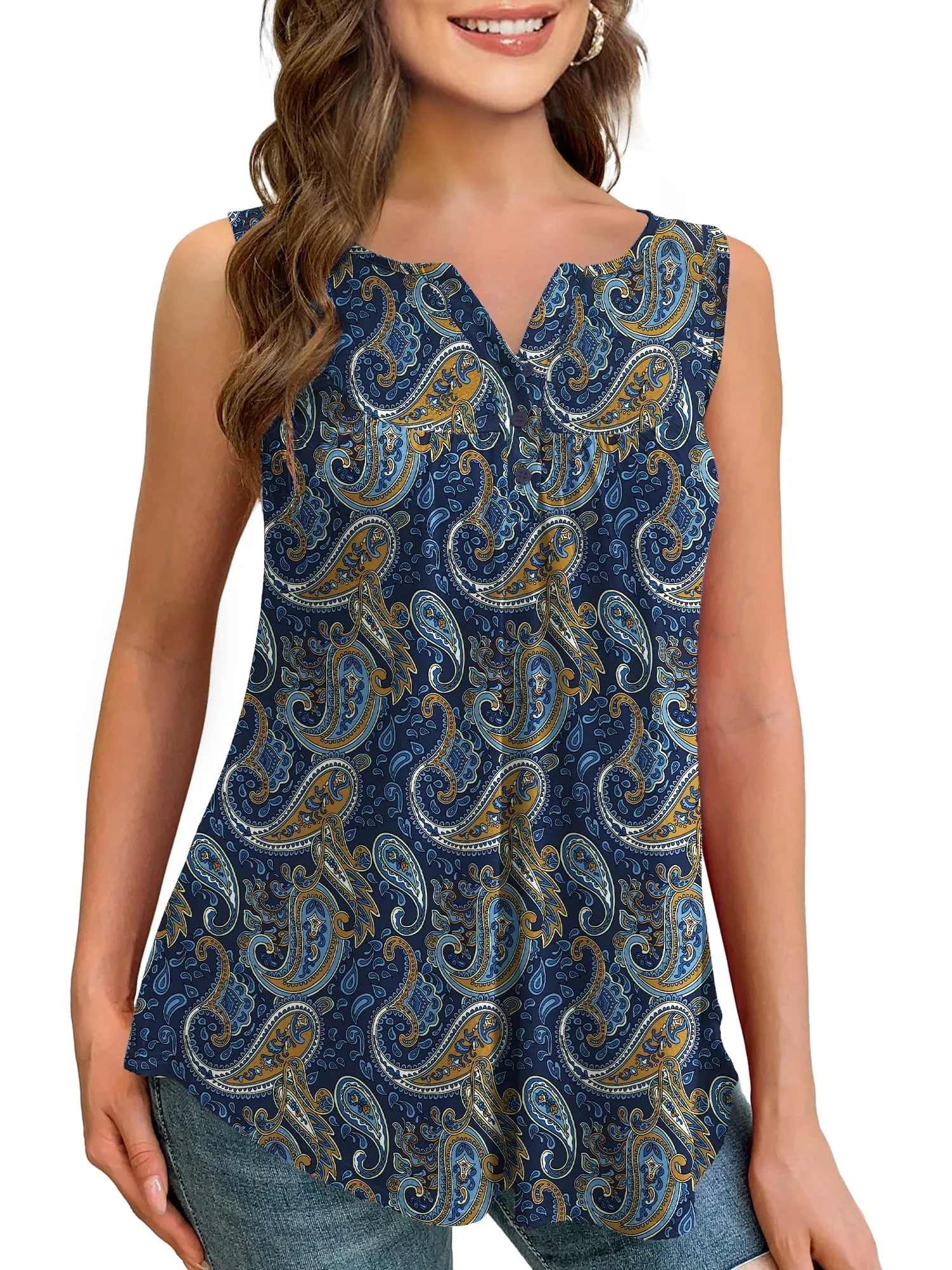 a.Jesdani Womens Plus Size Tunic Tank Tops Sleeveless Casual Blouses m-4x