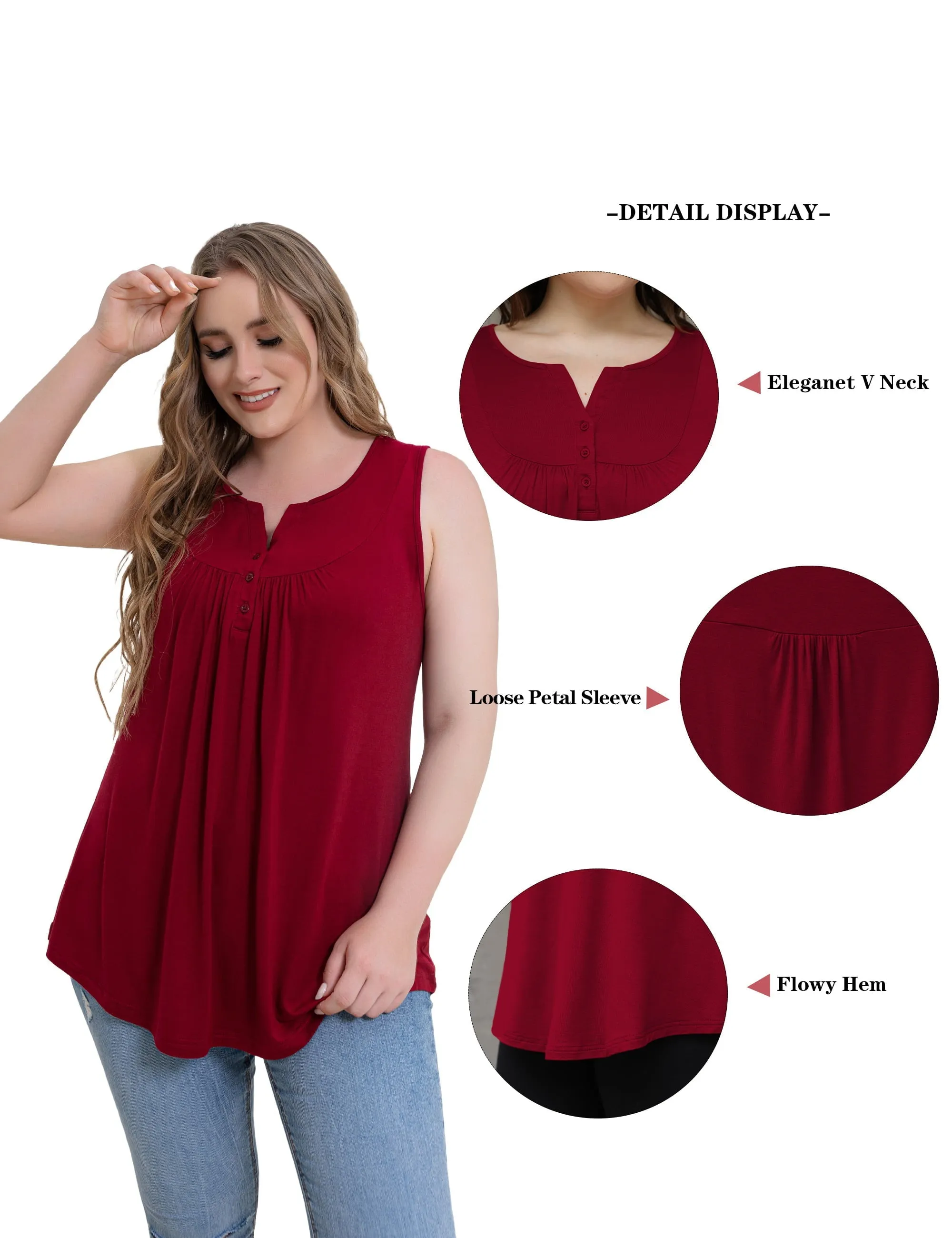 a.Jesdani Womens Plus Size Tunic Tank Tops Sleeveless Casual Blouses m-4x