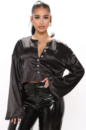 Amerie Satin Top - Black