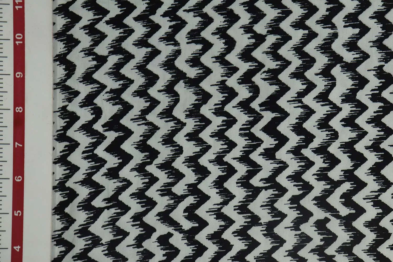Black & White Chevron Printed Cotton Satin Fabric