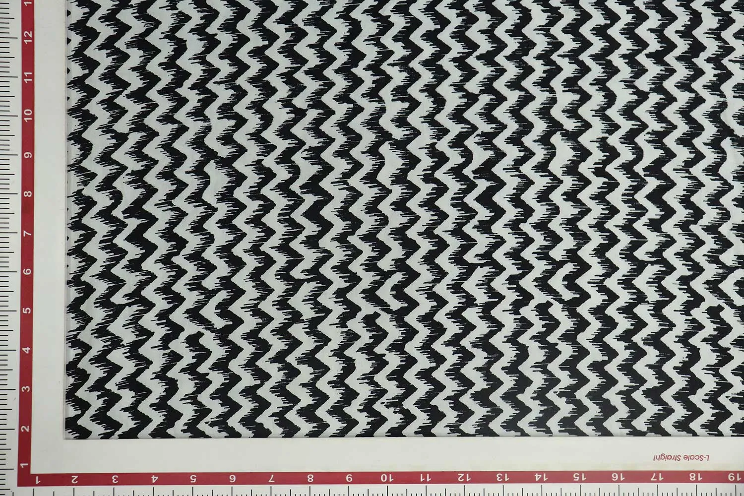 Black & White Chevron Printed Cotton Satin Fabric