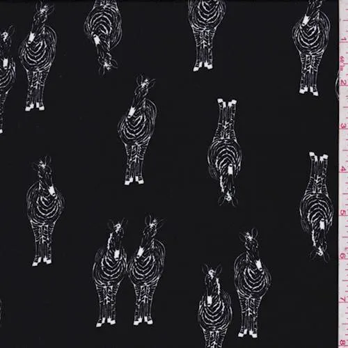 Black Zebra Print Georgette Fabric