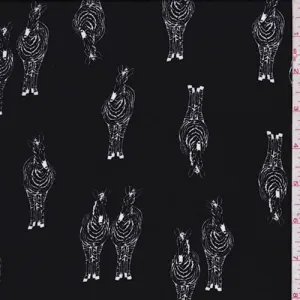 Black Zebra Print Georgette Fabric