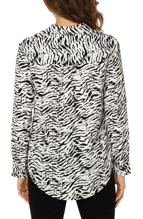 Button Front Woven Shirt | Abstract Tiger