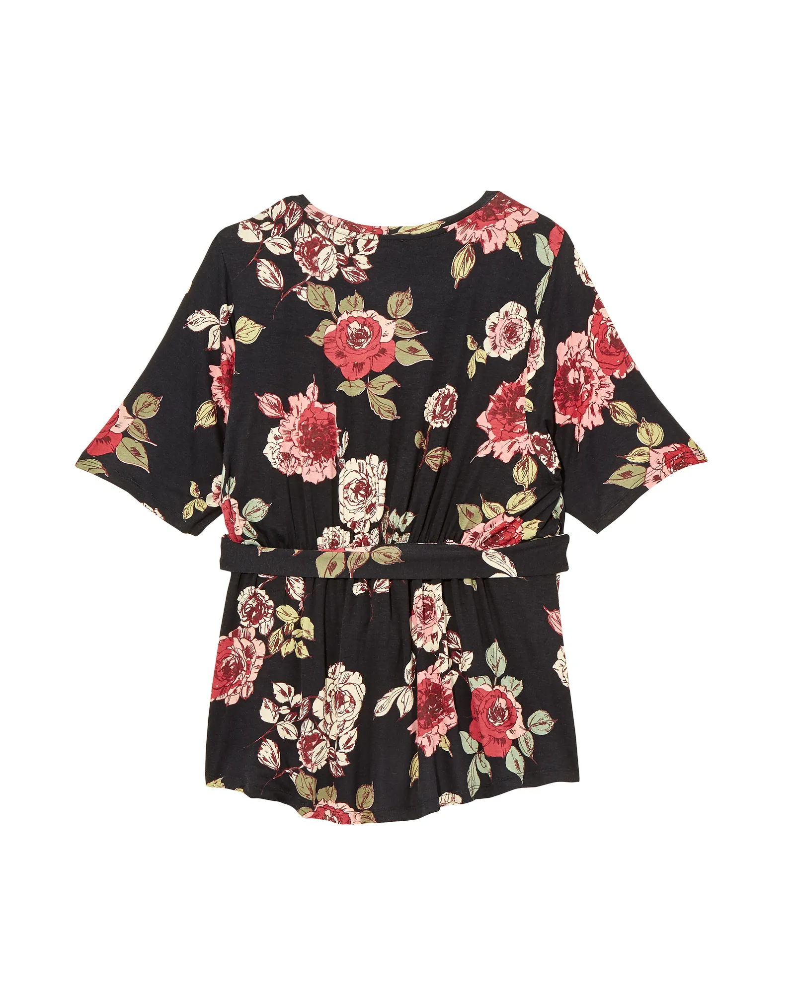 Charlotte Short Sleeve Tie Waist Tee | Black / Pink