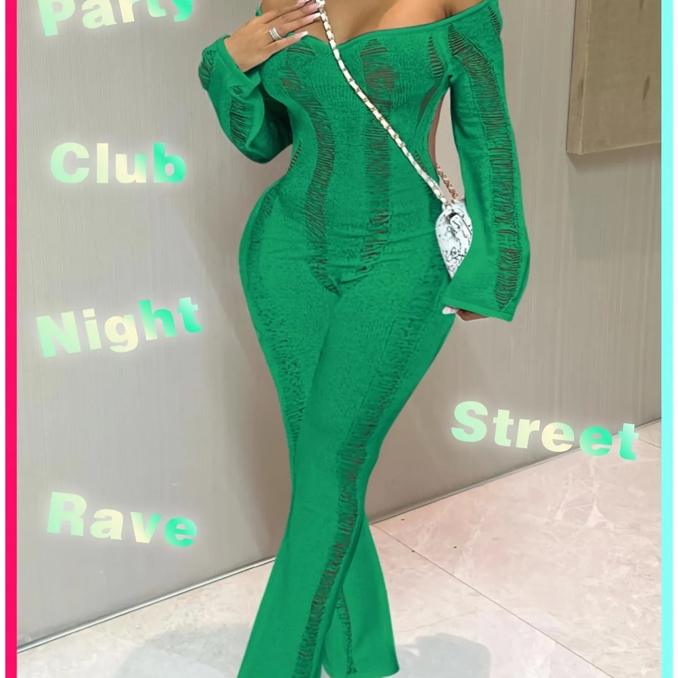 Chic Crochet Knit with Hollow Out Details Jumpsuit