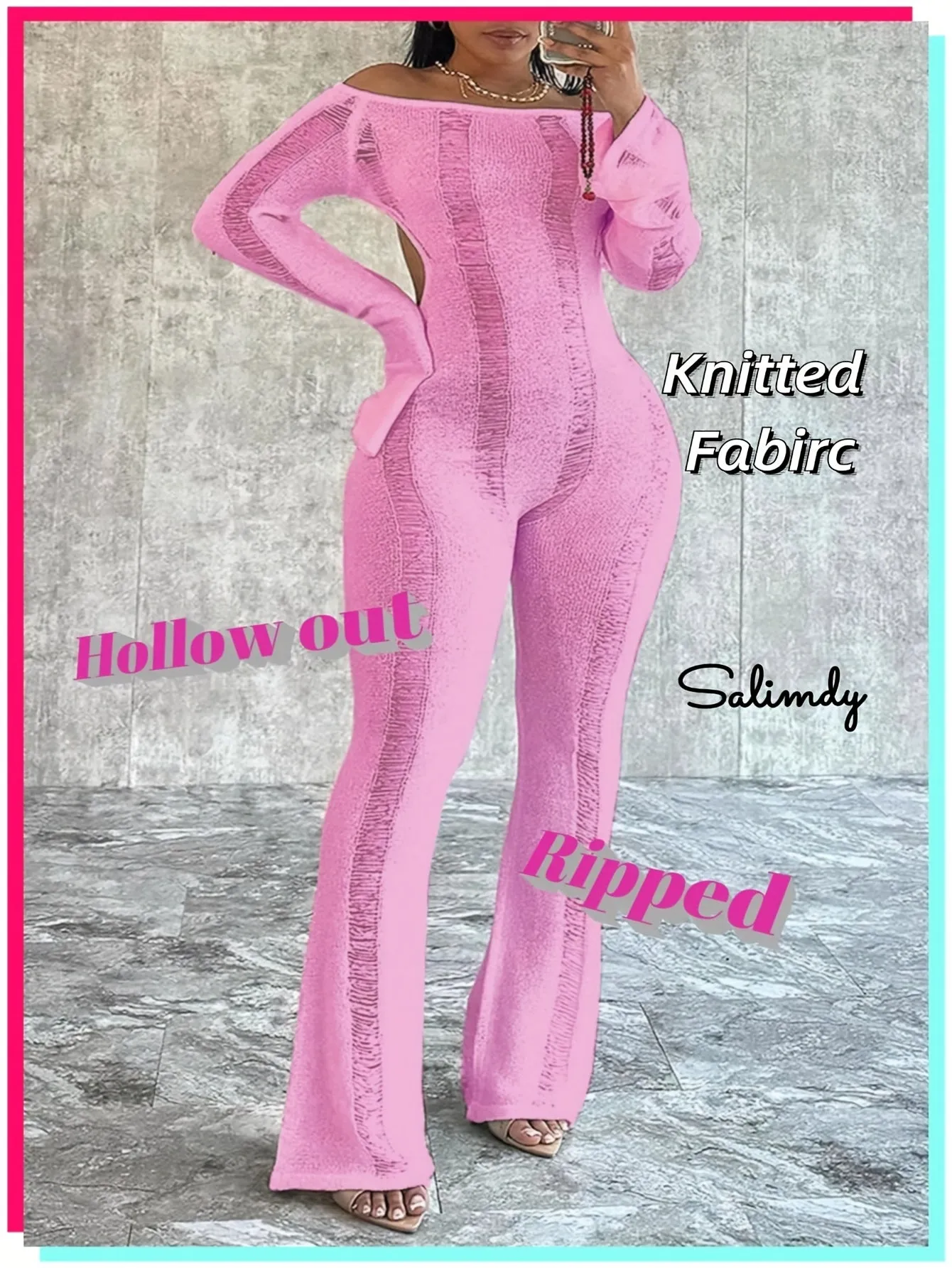 Chic Crochet Knit with Hollow Out Details Jumpsuit