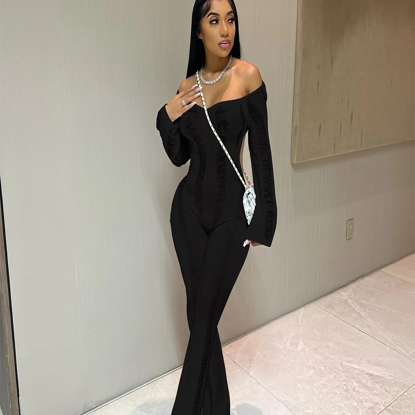 Chic Crochet Knit with Hollow Out Details Jumpsuit