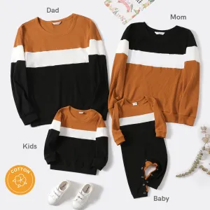 Color Block Family Matching Crewneck Long-sleeve Sweatshirts