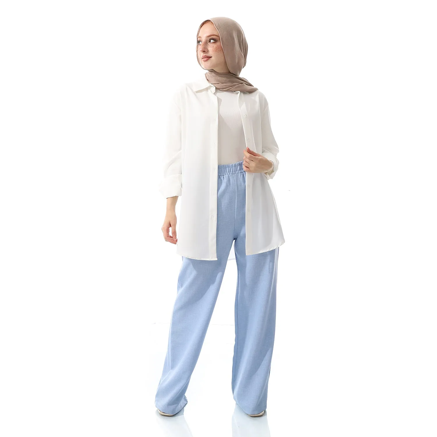 Comfy Cream Chiffon Long Sleeves Buttons Shirt
