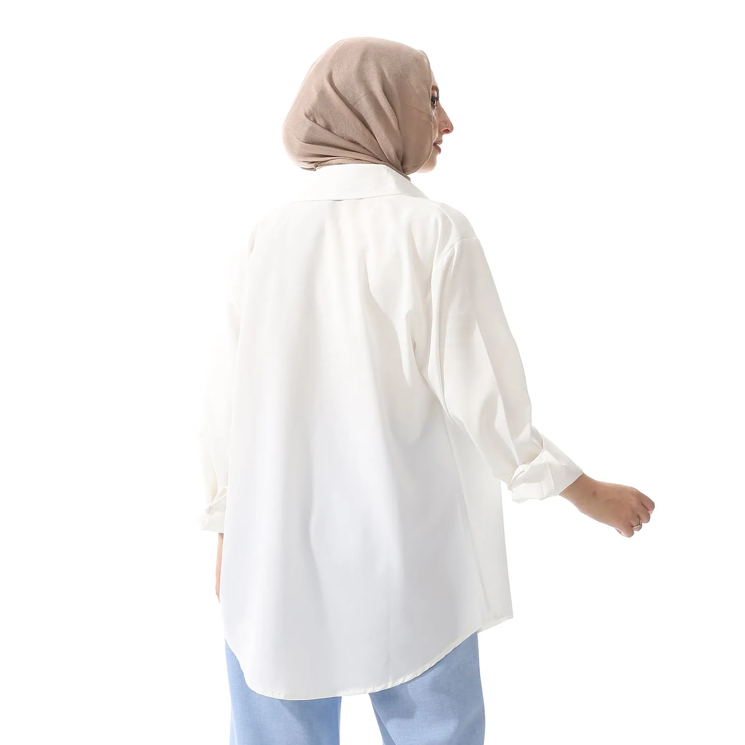 Comfy Cream Chiffon Long Sleeves Buttons Shirt