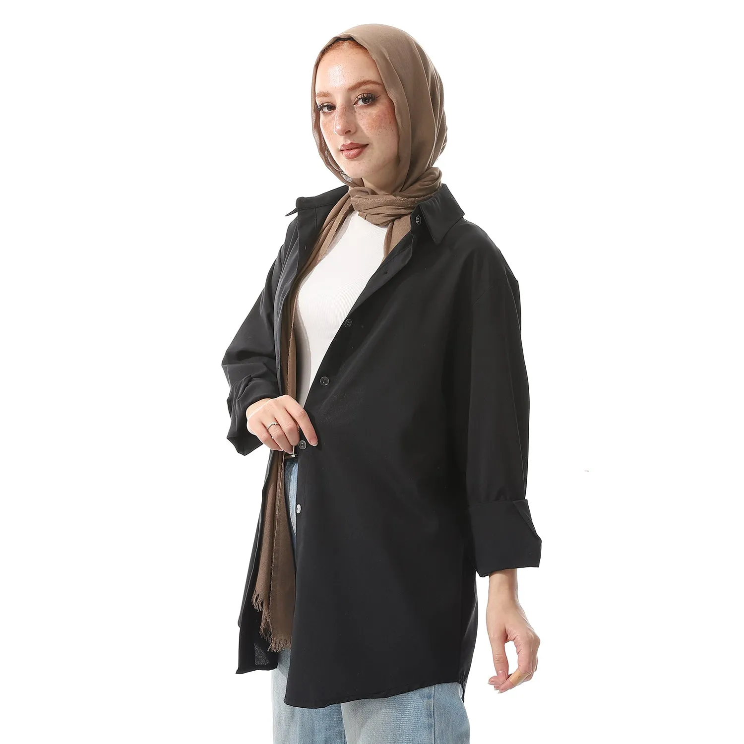 Comfy Cream Chiffon Long Sleeves Buttons Shirt
