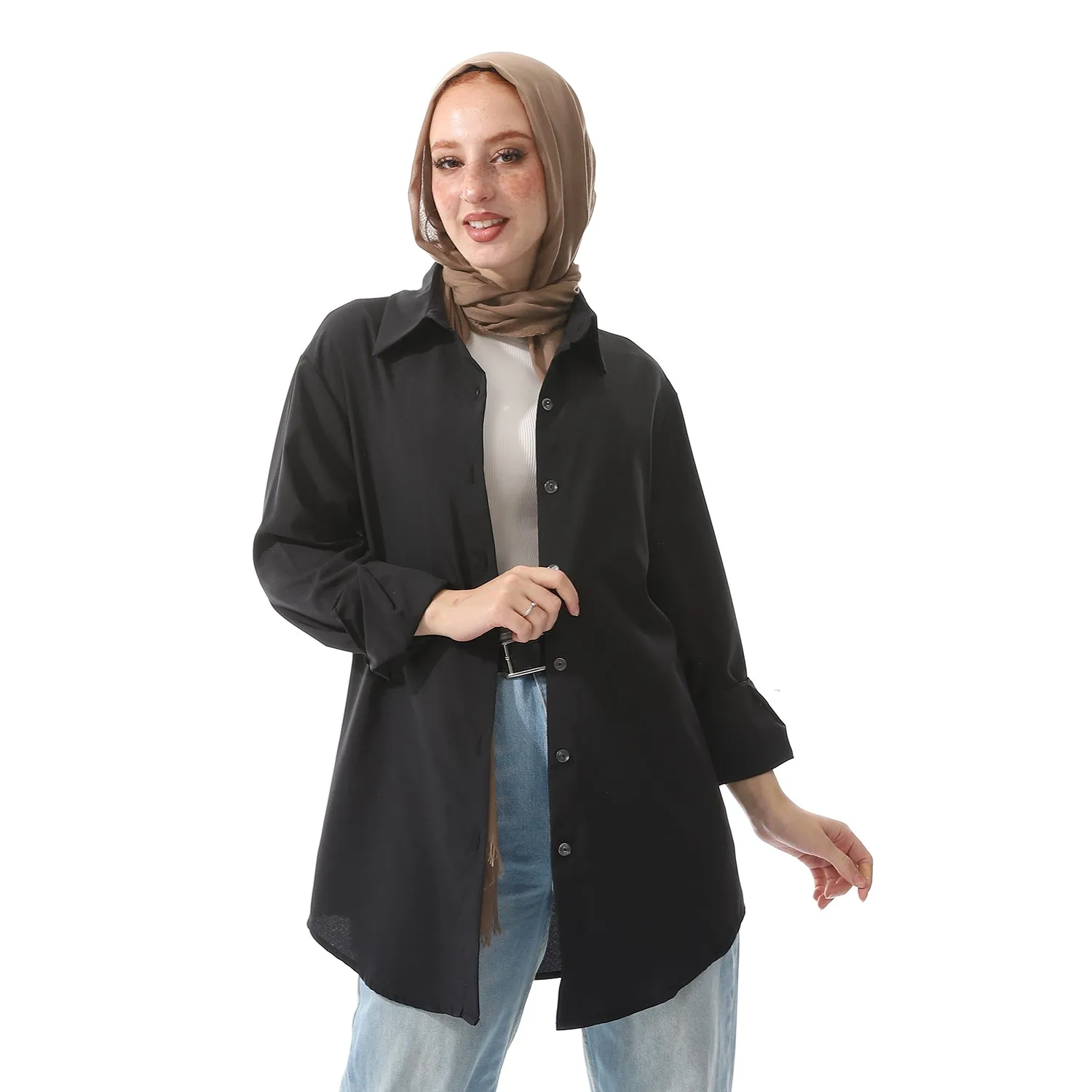 Comfy Cream Chiffon Long Sleeves Buttons Shirt