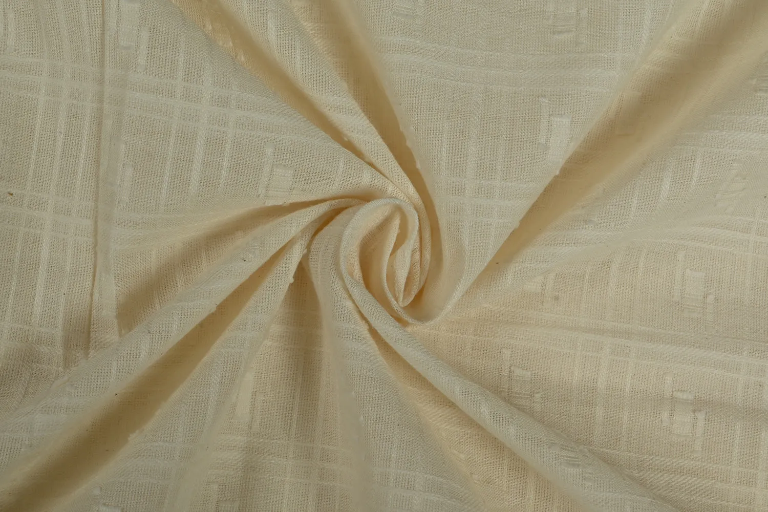 Cream Checks Cotton Self Fabric