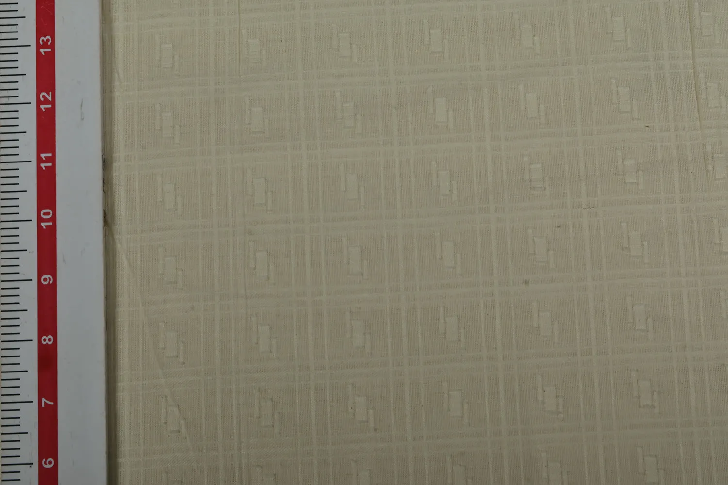 Cream Checks Cotton Self Fabric
