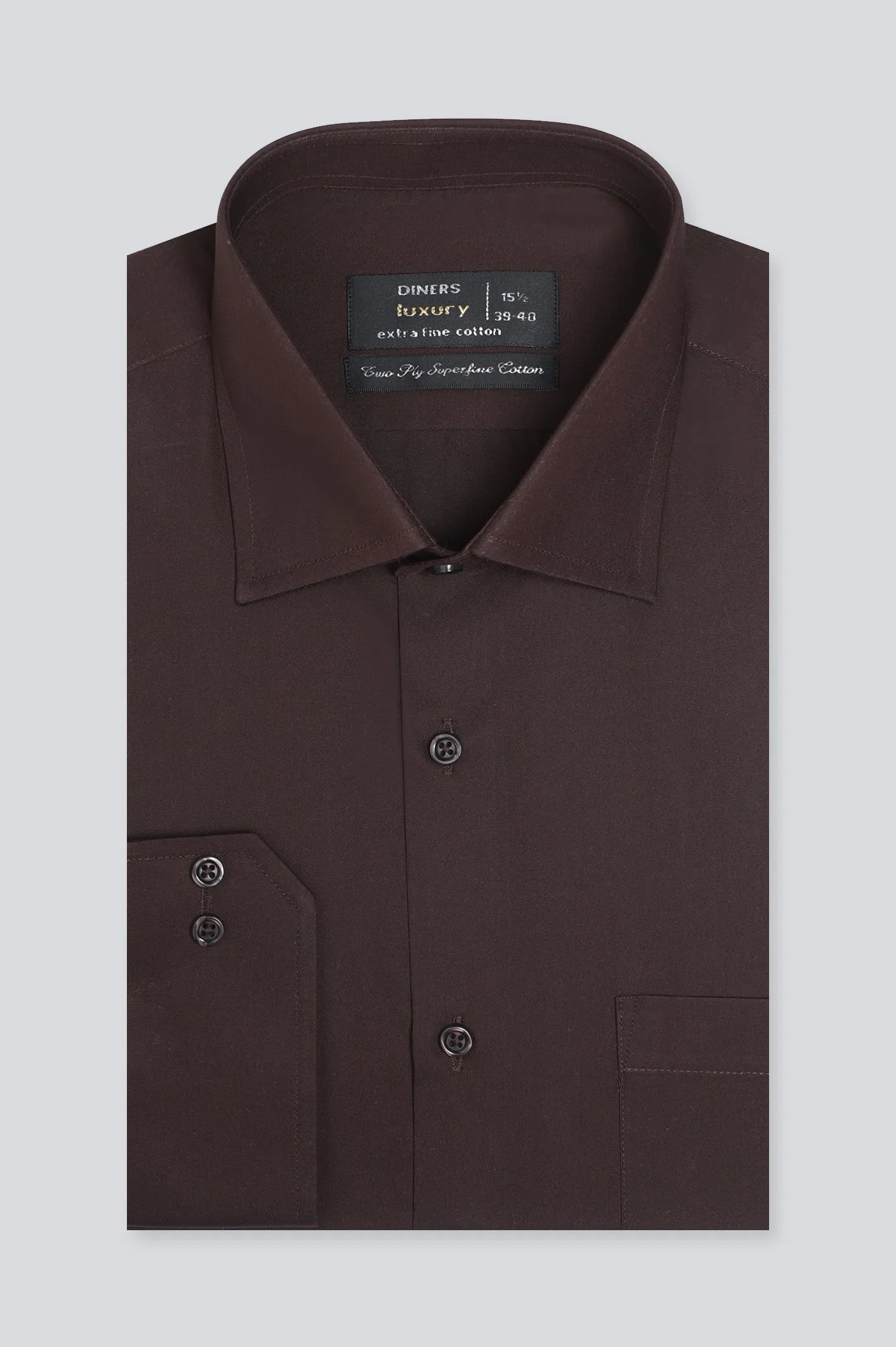 Dark Brown Plain Formal Shirt