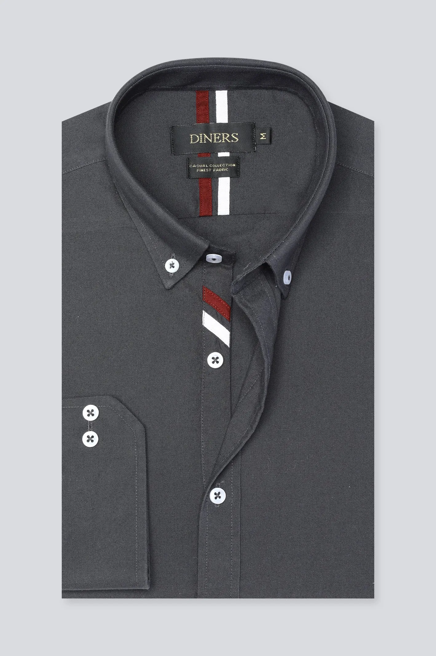 Dark Grey Plain Casual Shirt