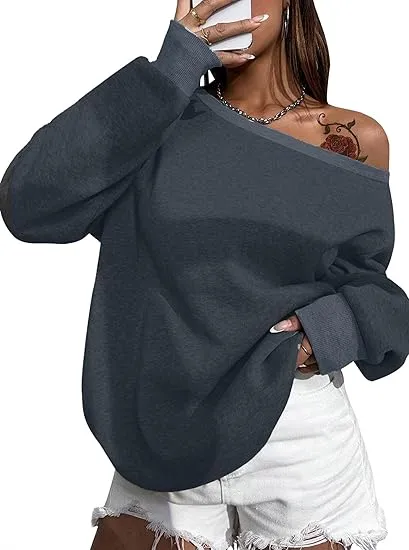 Deep Grey Comfy Pullover Sweatshirt w/Pockets