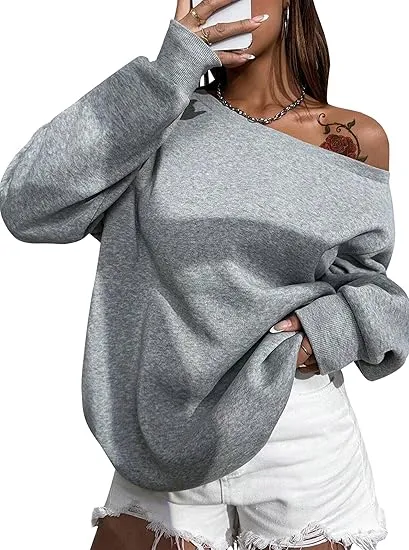 Deep Grey Comfy Pullover Sweatshirt w/Pockets