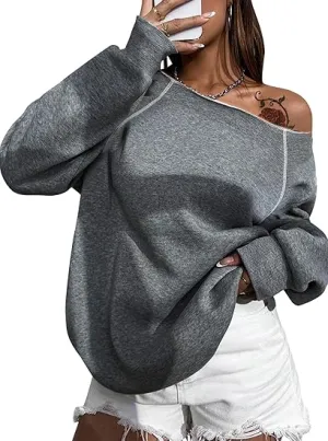 Deep Grey Comfy Pullover Sweatshirt w/Pockets