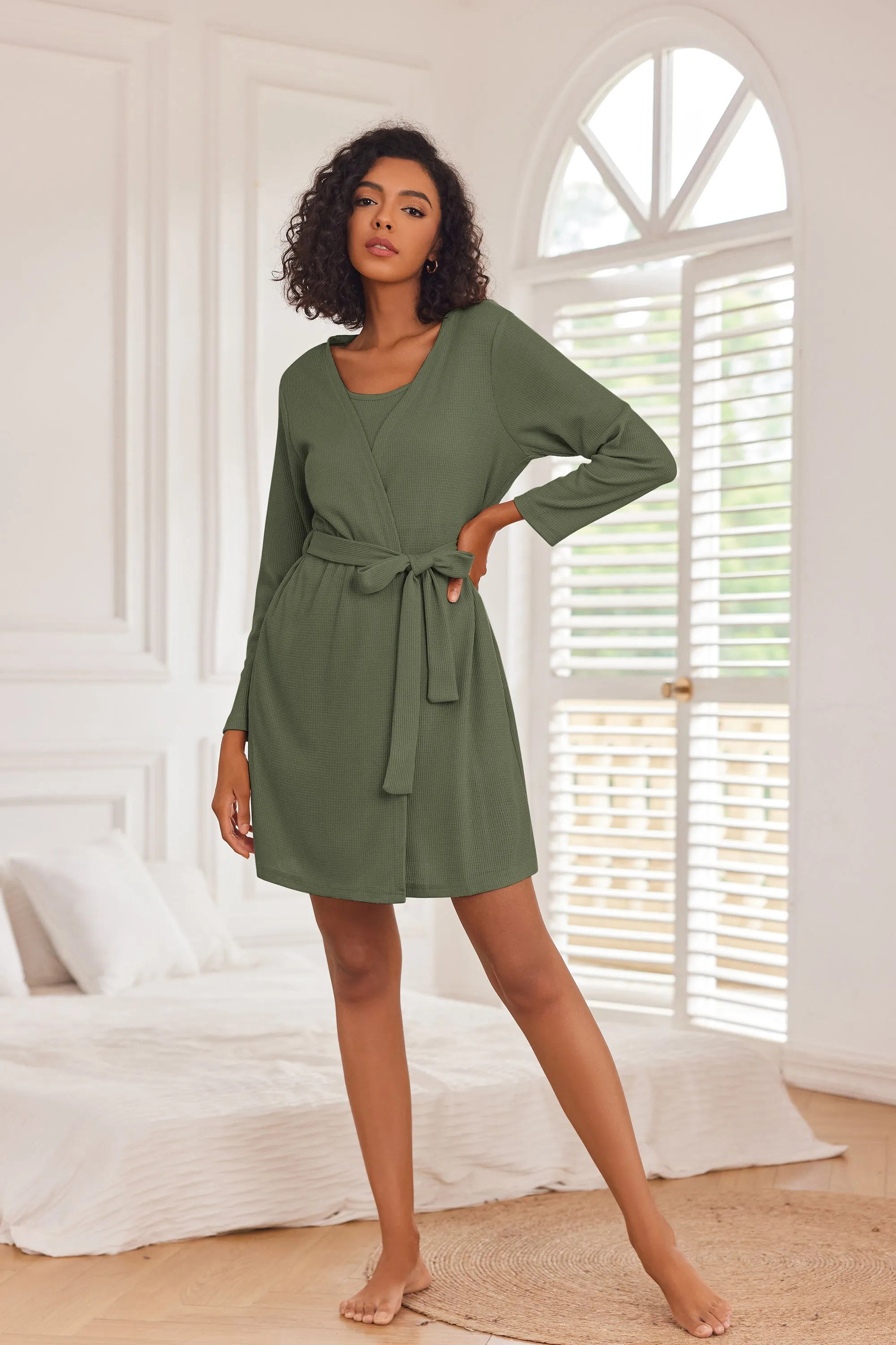 Ekouaer Soft Waffle 3 piece Pajama Sets (US Only)