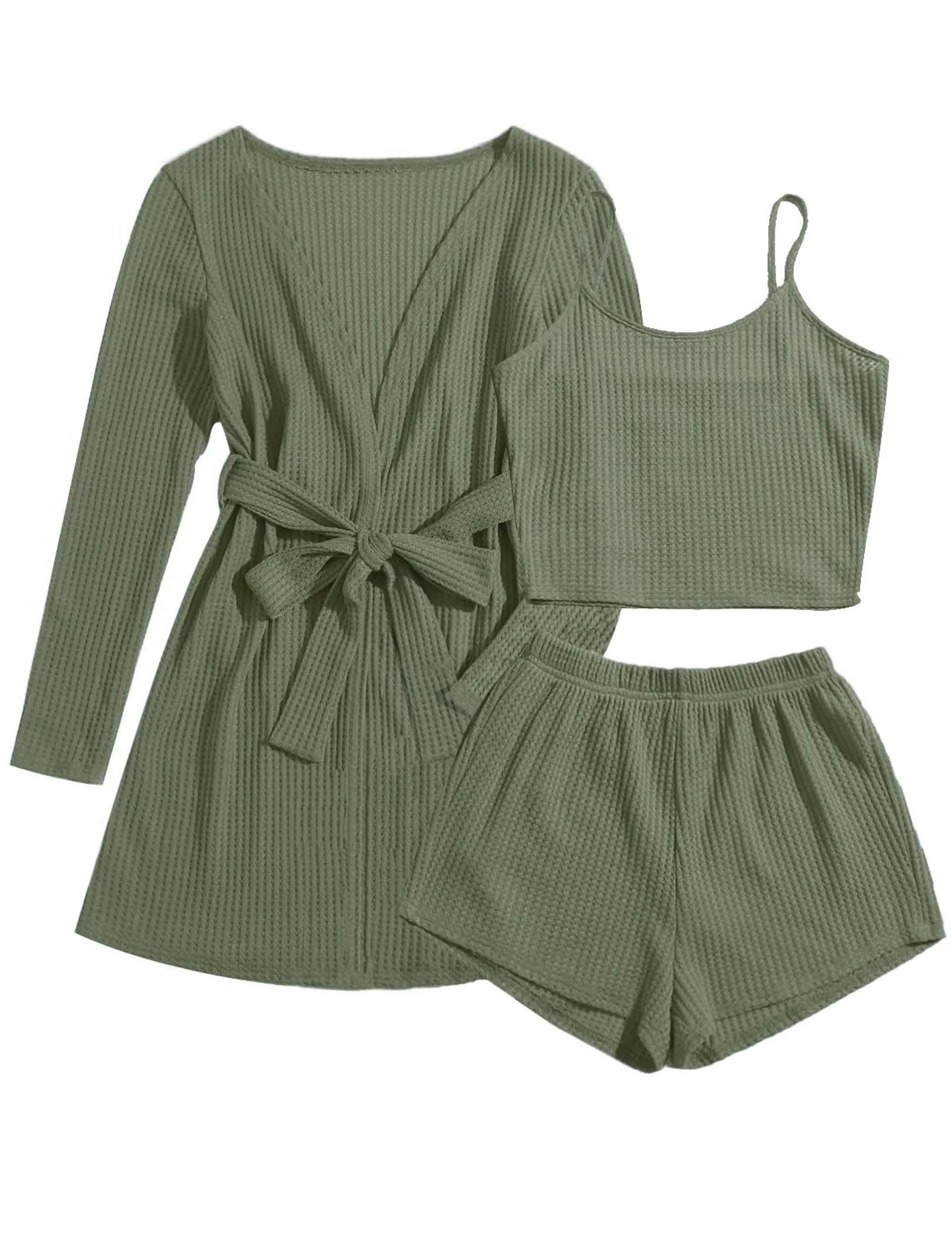 Ekouaer Soft Waffle 3 piece Pajama Sets (US Only)