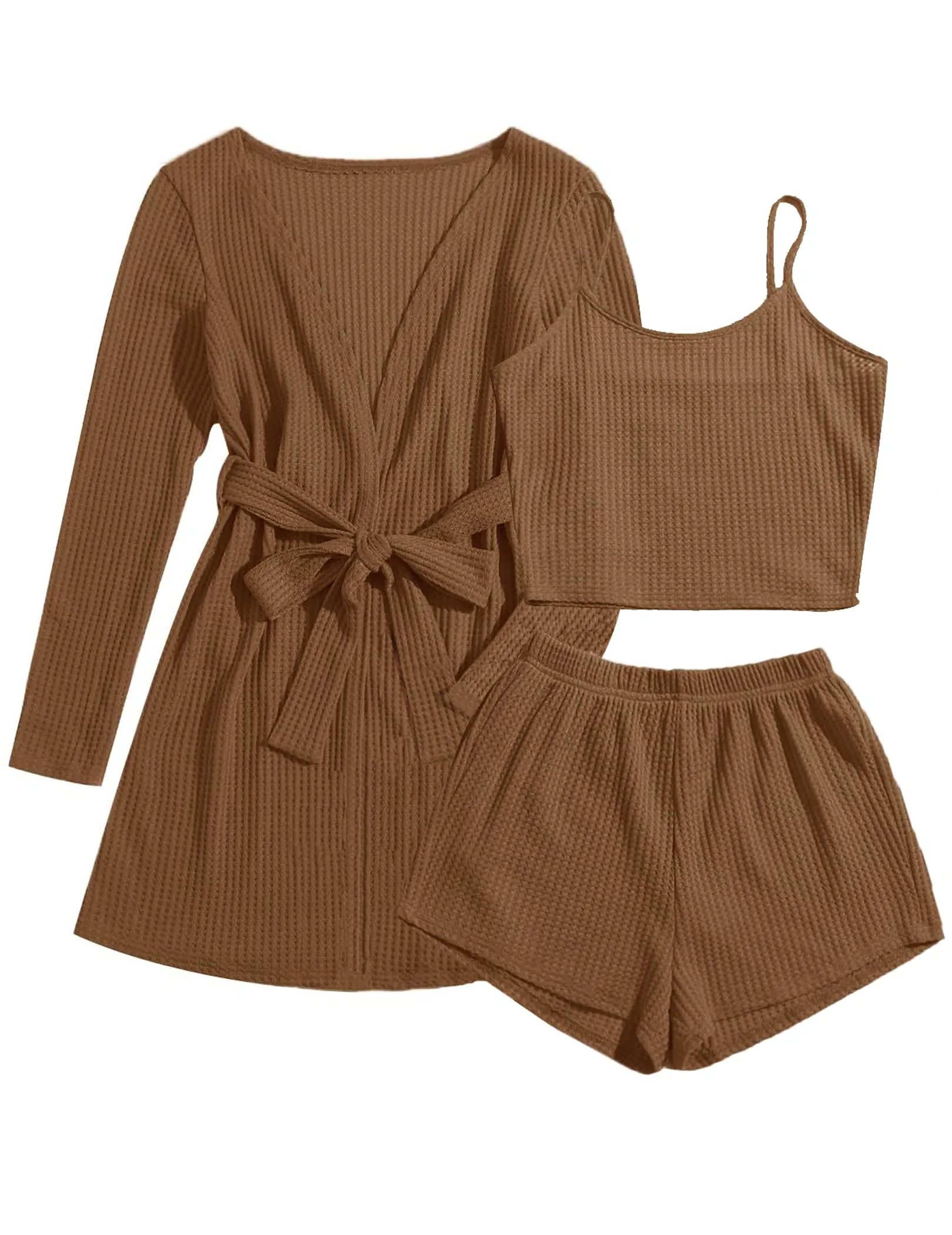 Ekouaer Soft Waffle 3 piece Pajama Sets (US Only)