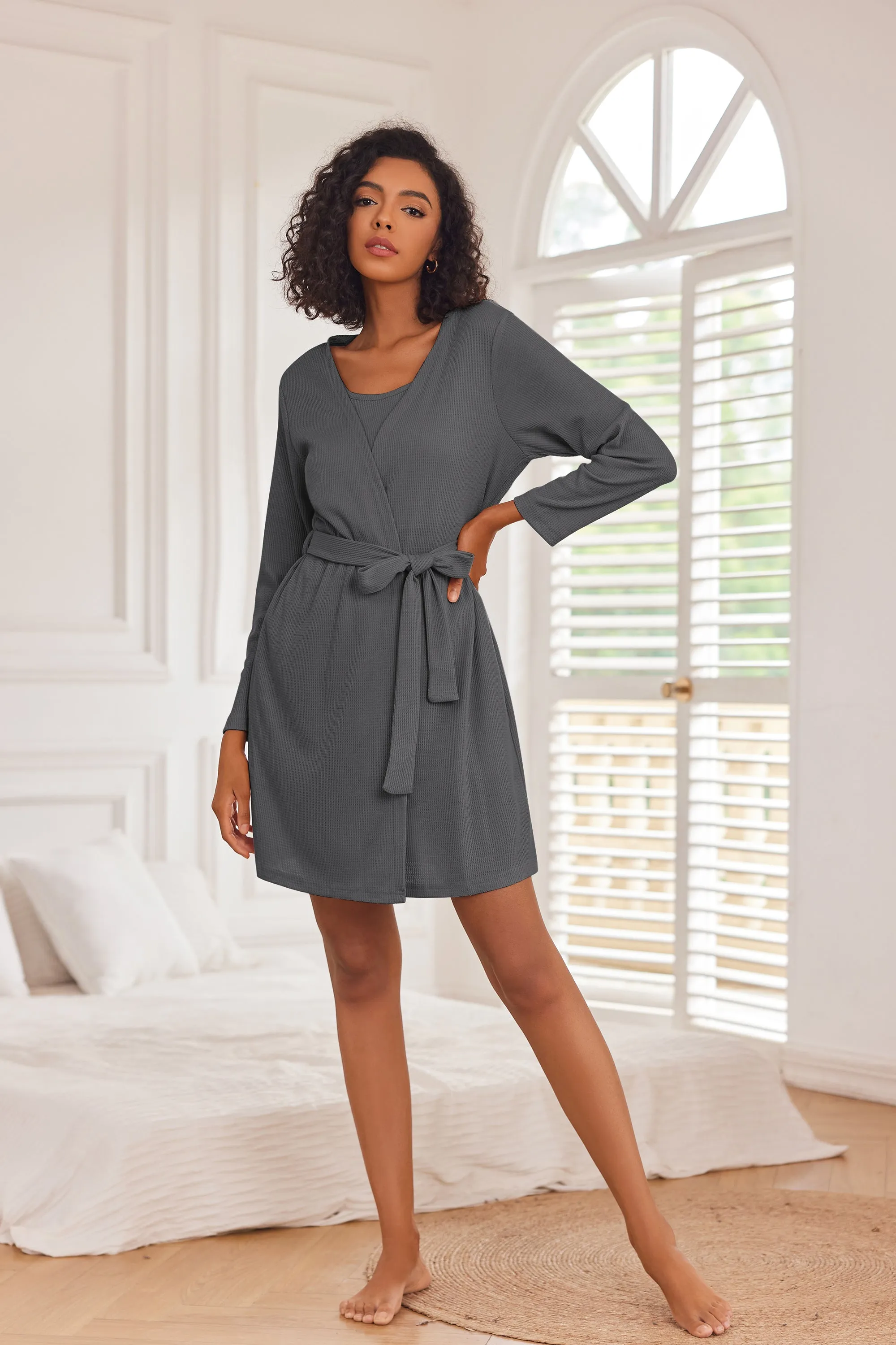 Ekouaer Soft Waffle 3 piece Pajama Sets (US Only)