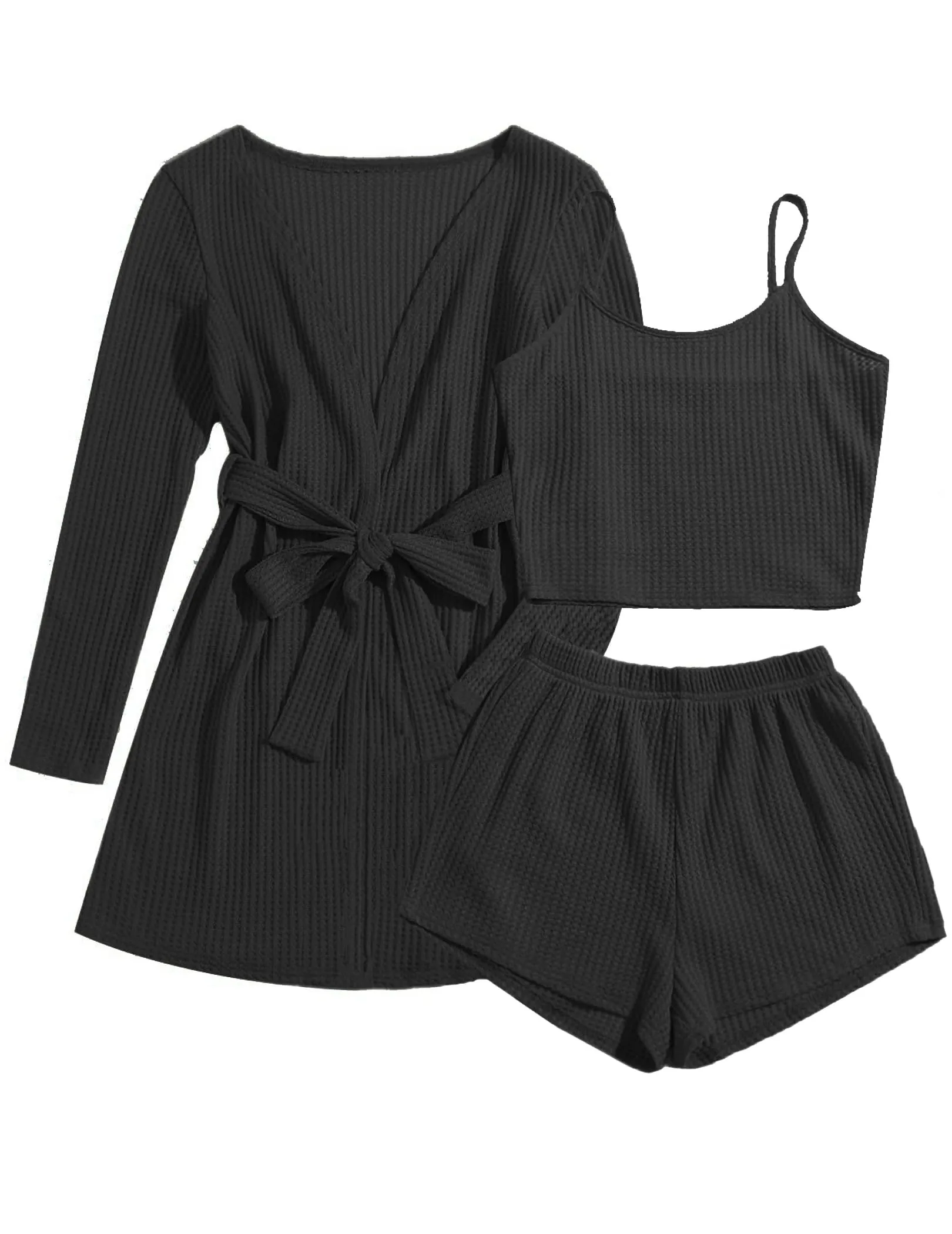 Ekouaer Soft Waffle 3 piece Pajama Sets (US Only)