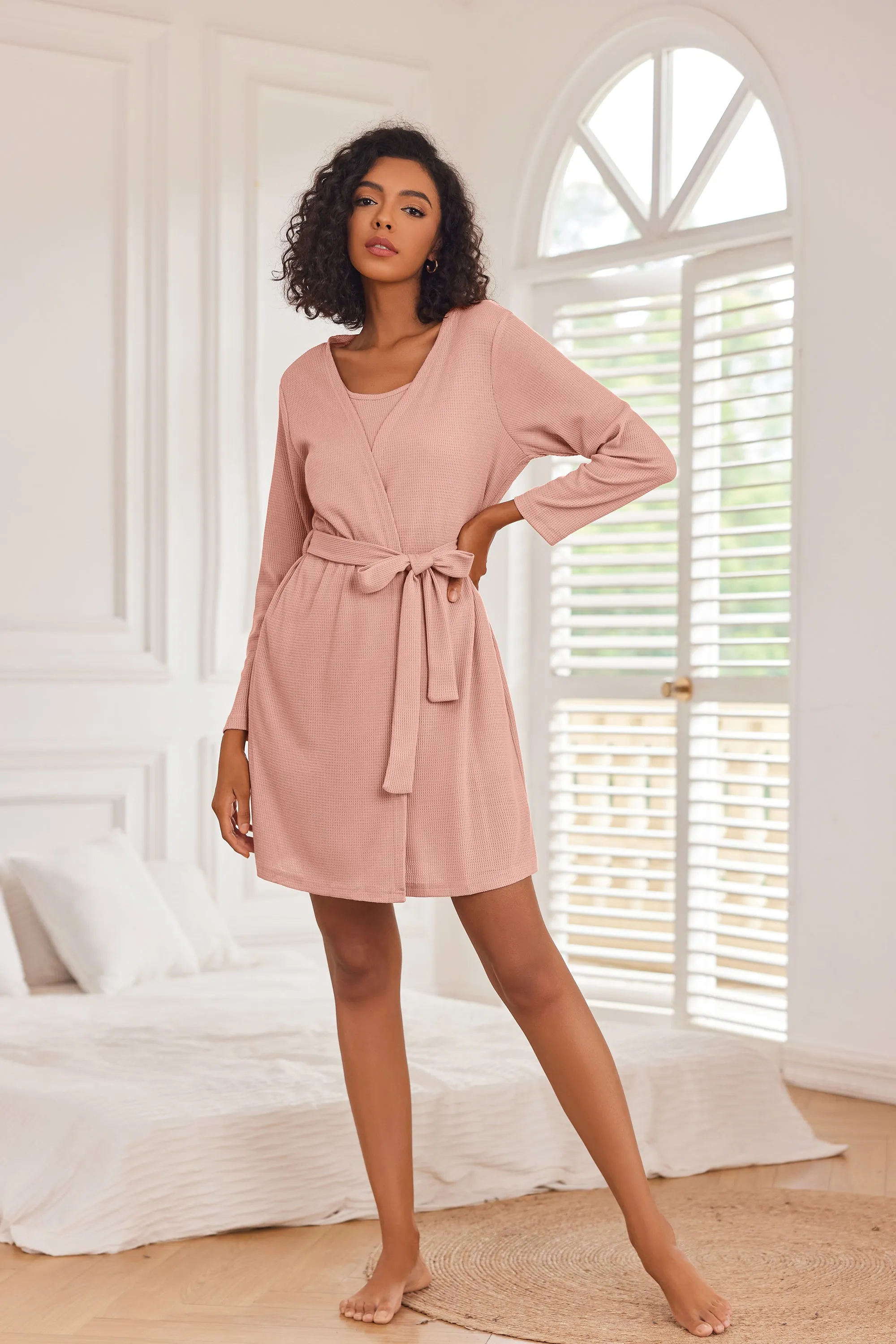 Ekouaer Soft Waffle 3 piece Pajama Sets (US Only)