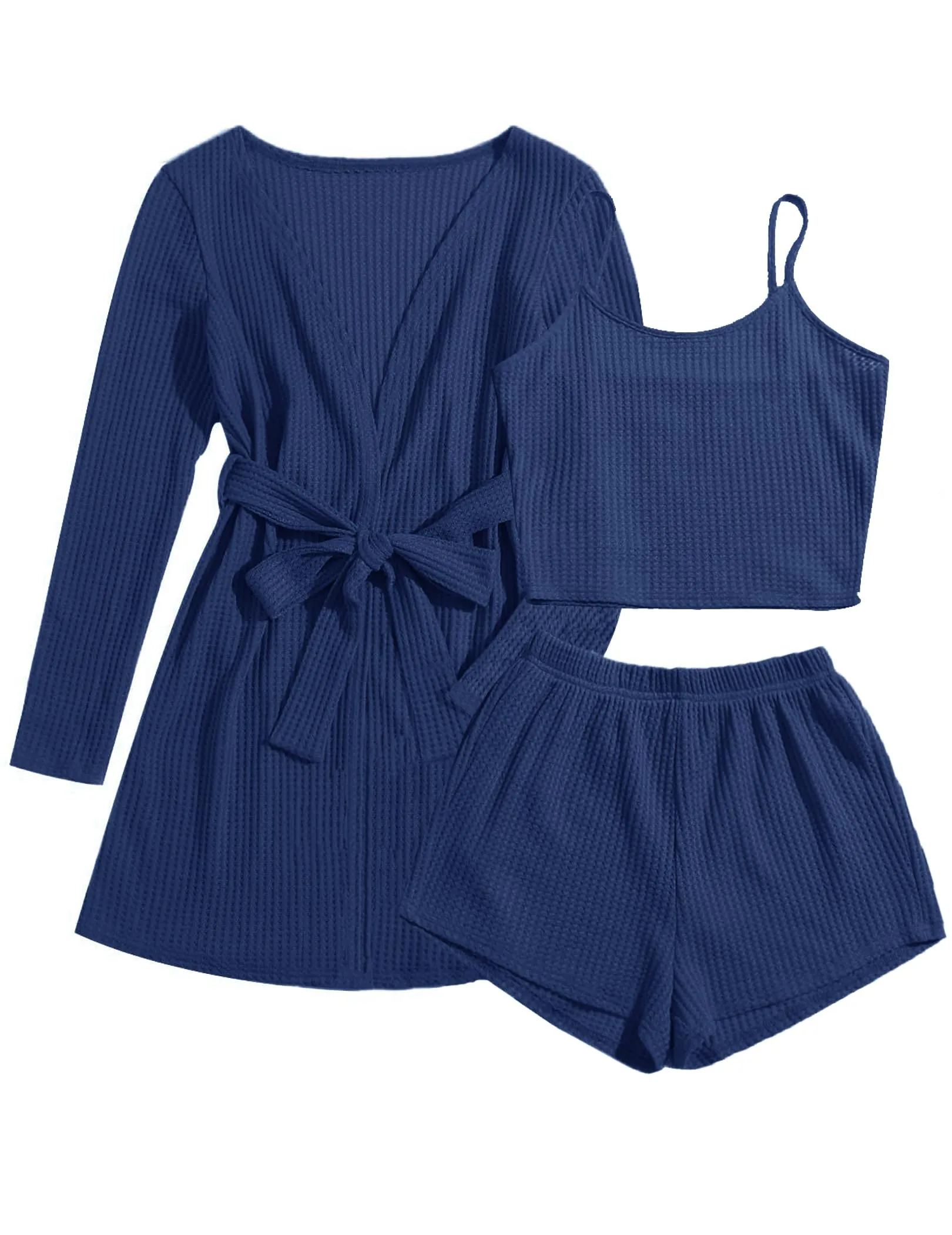 Ekouaer Soft Waffle 3 piece Pajama Sets (US Only)