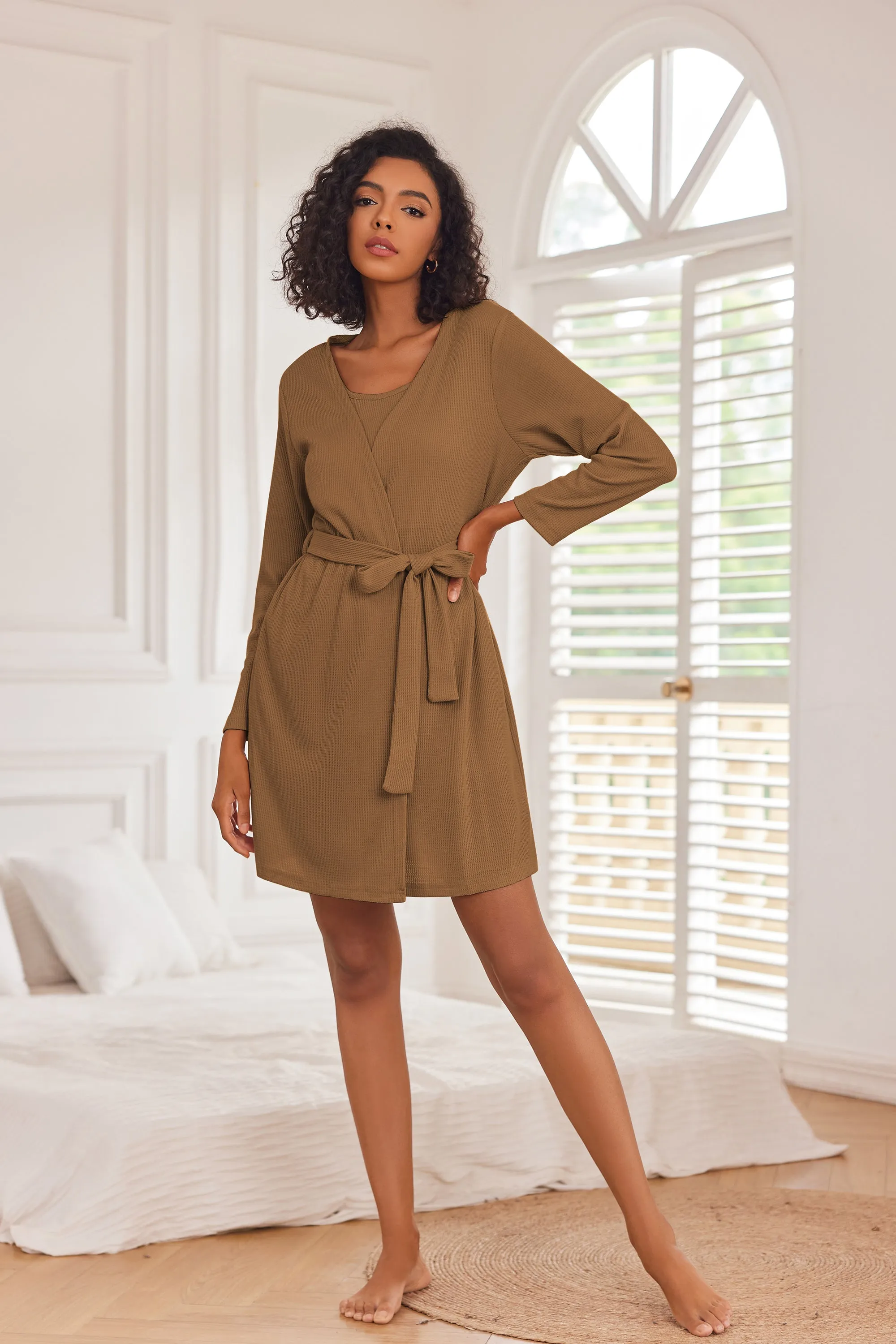 Ekouaer Soft Waffle 3 piece Pajama Sets (US Only)