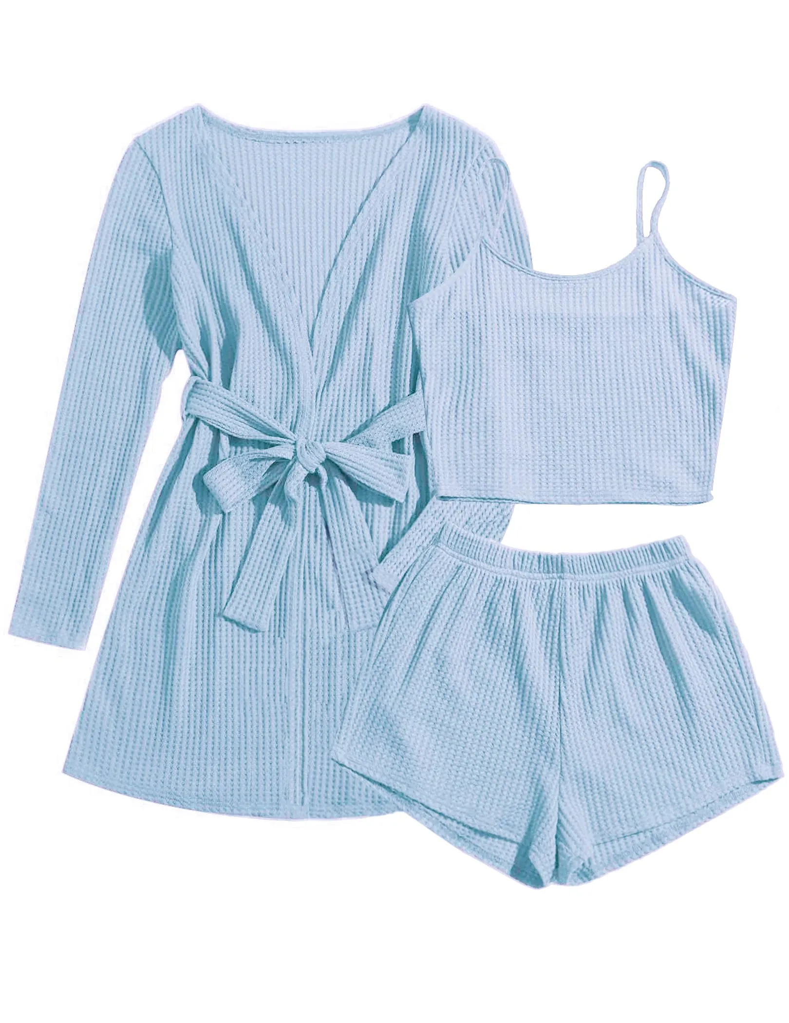 Ekouaer Soft Waffle 3 piece Pajama Sets (US Only)