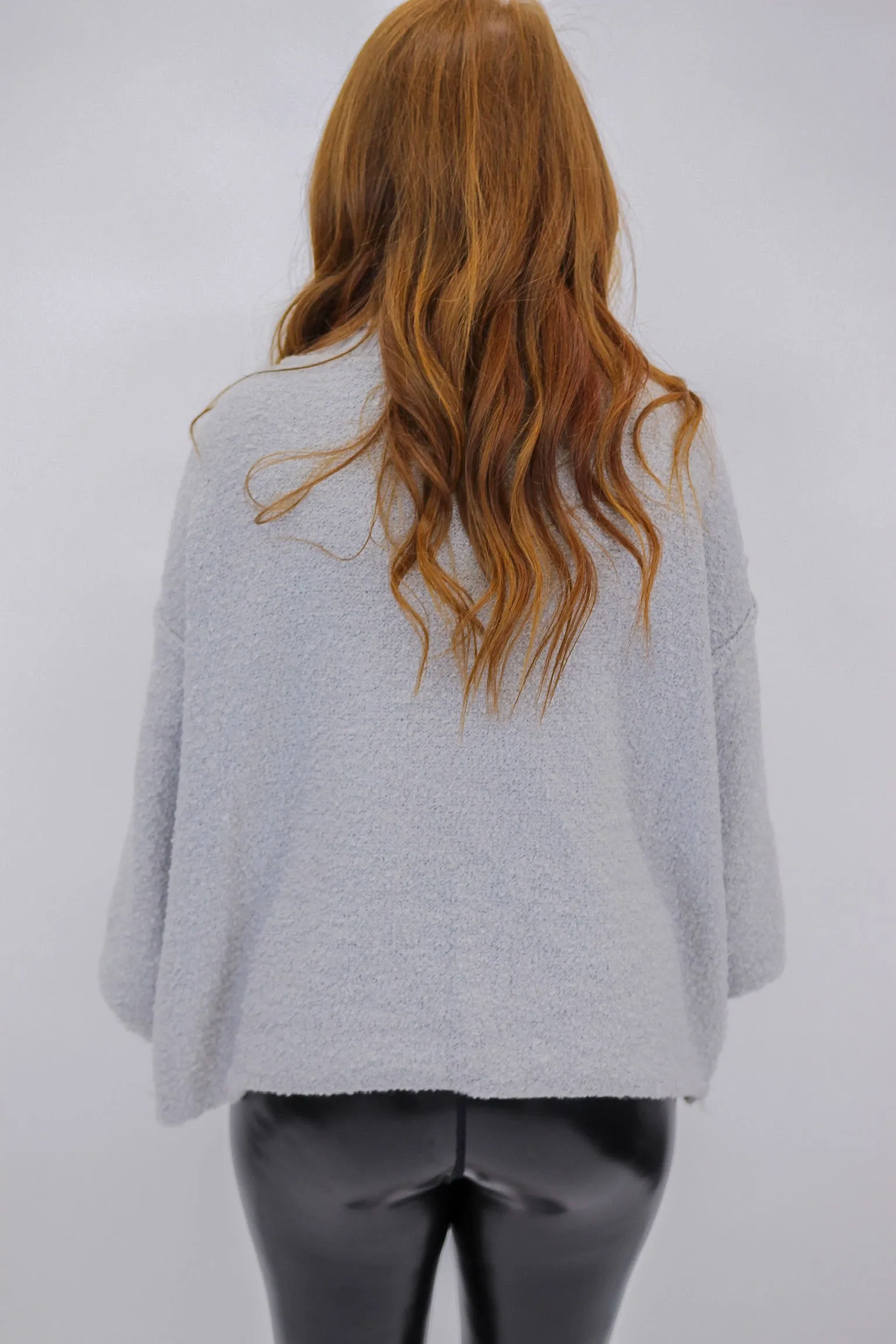 Elissa Fuzzy Oversize Sweater- Grey