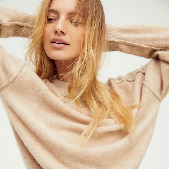 Free People Kora Cashmere Crew Sweater In Vintage Linen