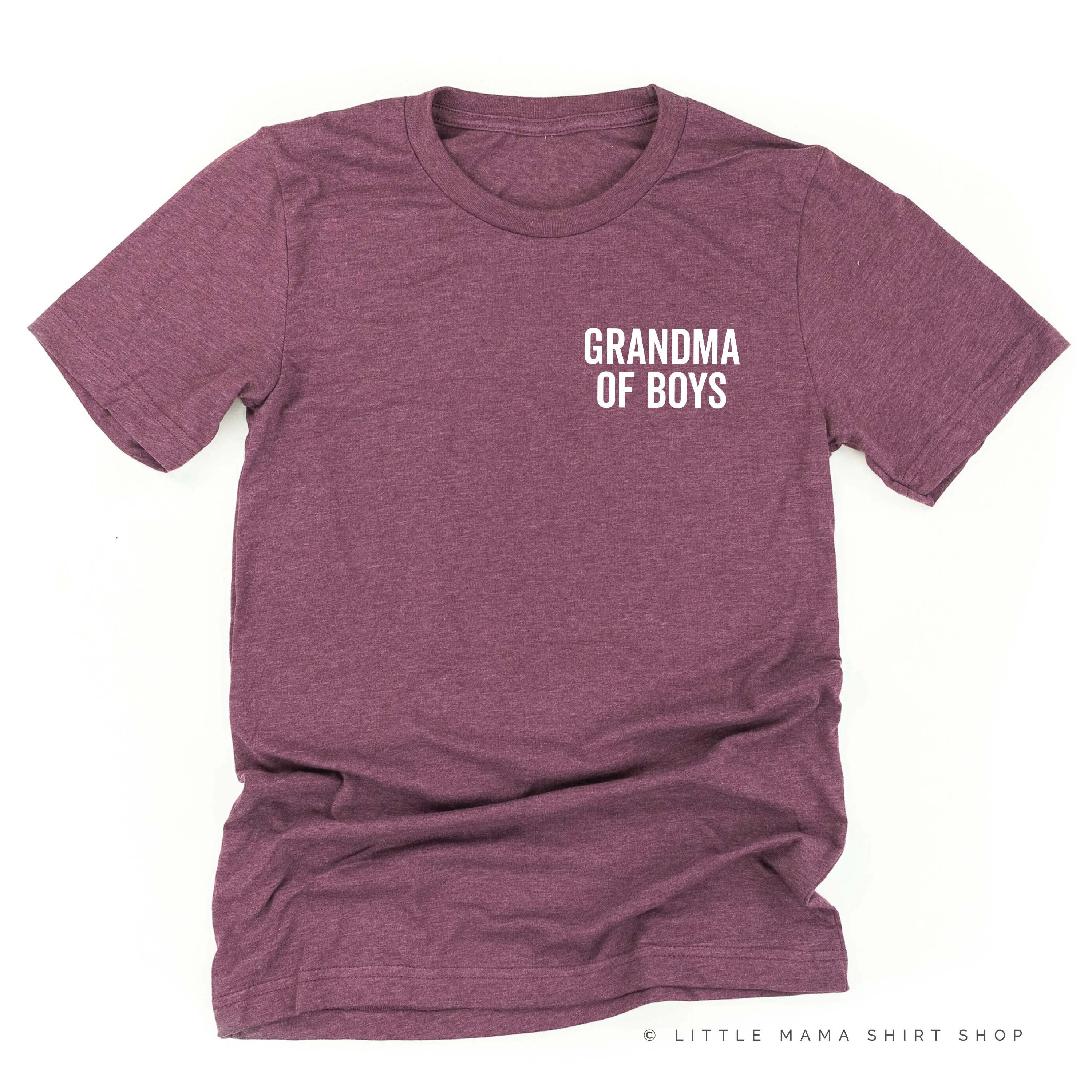 GRANDMA OF BOYS - BLOCK FONT POCKET SIZE - Unisex Tee