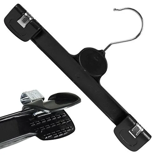HANGERWORLD 10 Black 11.8inch Plastic Coat Clothes Garment Pants Skirt Clip Hanger