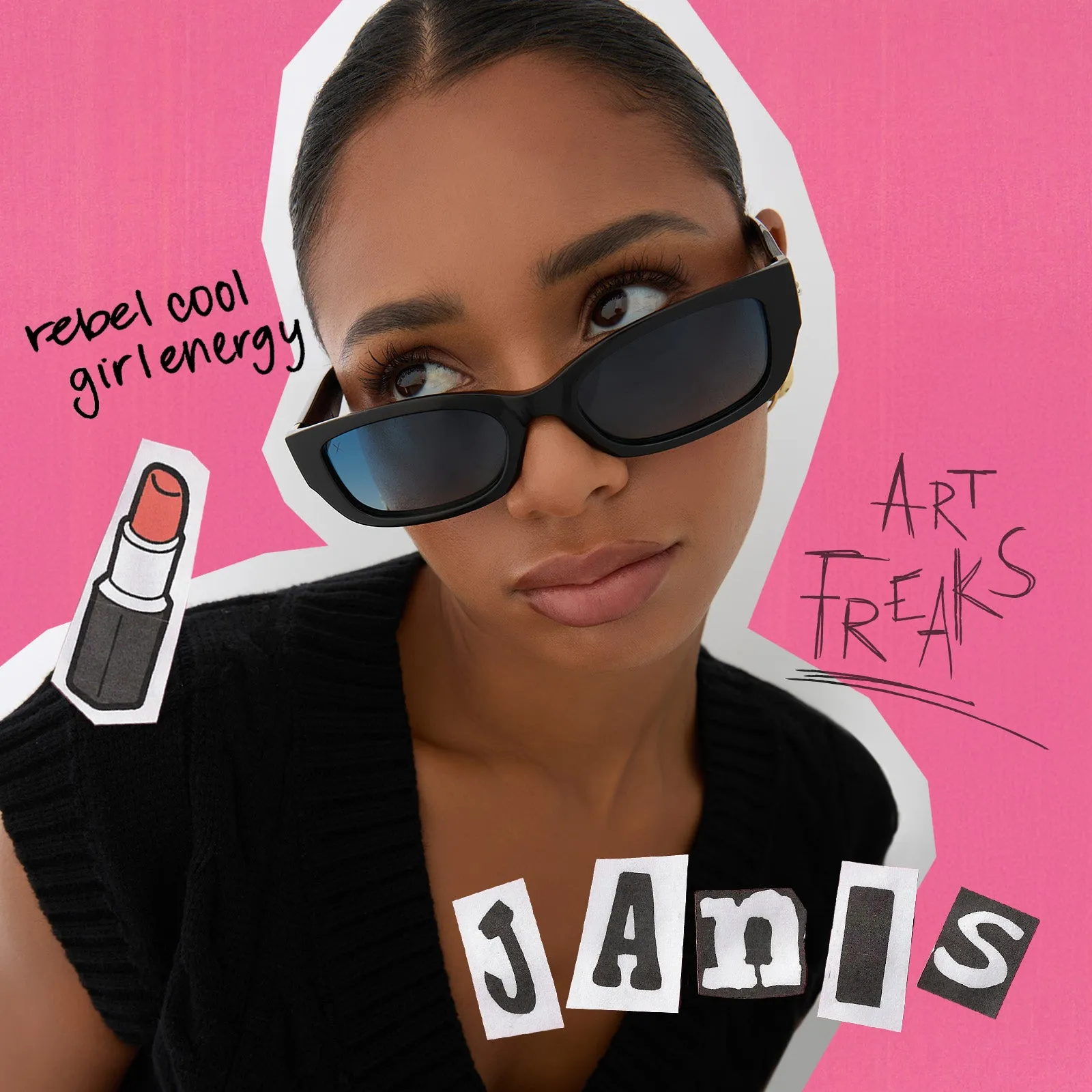 janis - cold, shiny, hard, plastic   punky blue gradient polarized sunglasses