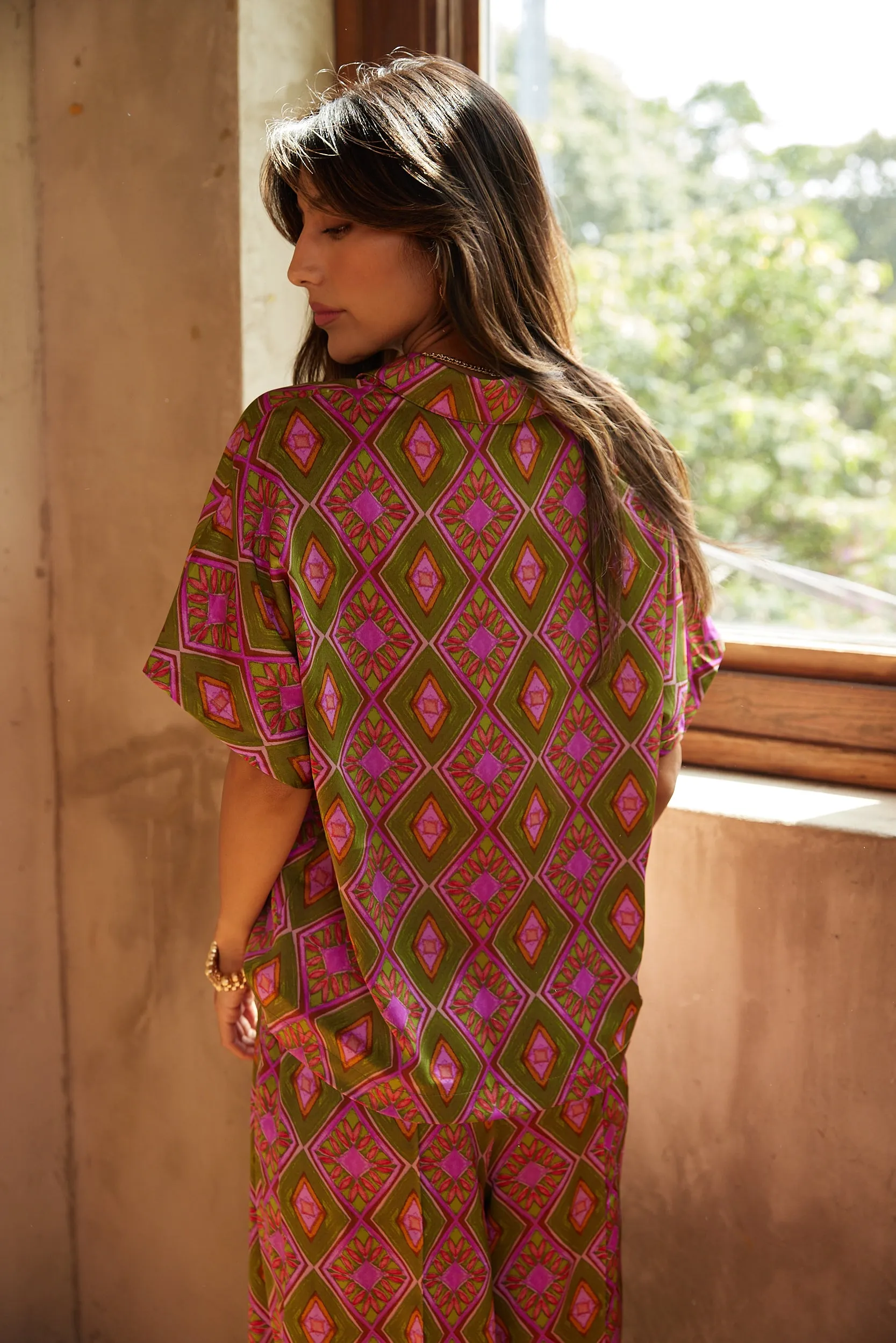 Jules Printed Button Front Top