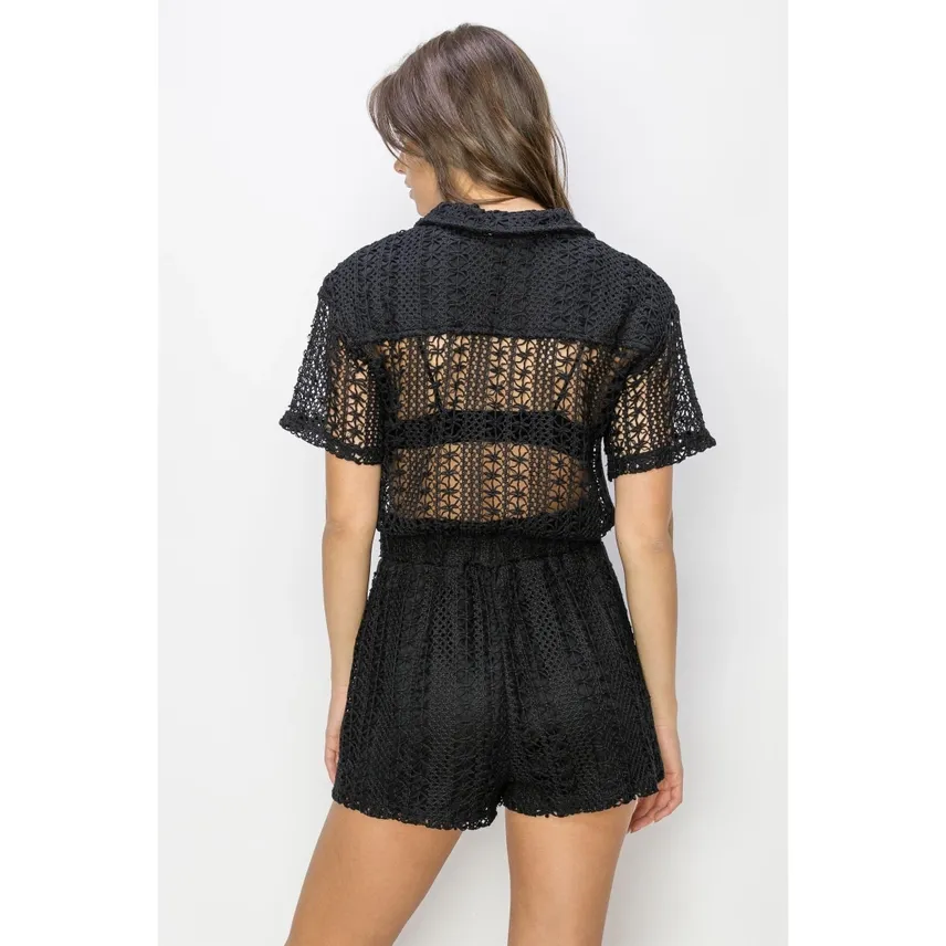 Kali Crochet Button Front Romper