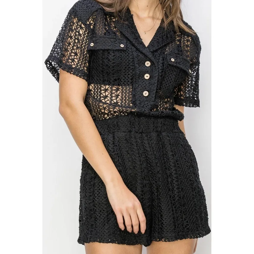 Kali Crochet Button Front Romper