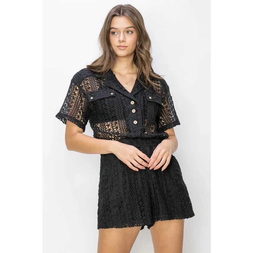 Kali Crochet Button Front Romper