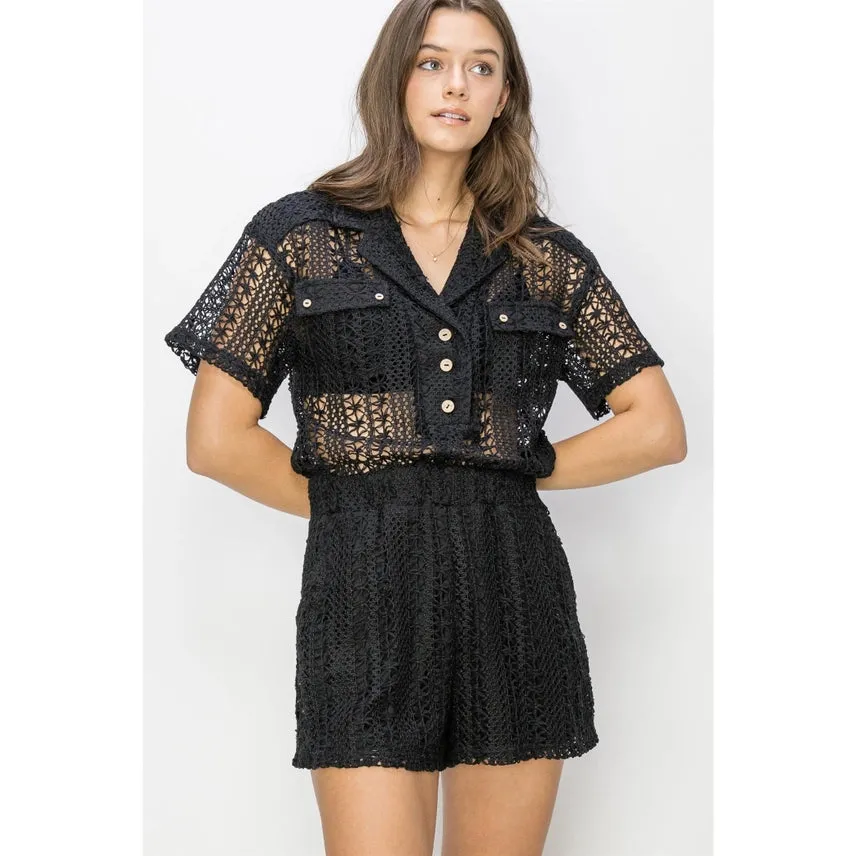 Kali Crochet Button Front Romper