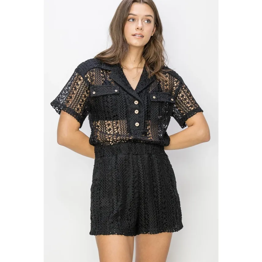 Kali Crochet Button Front Romper