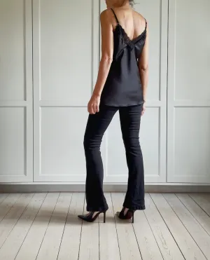 LACE STRAP TOP - BLACK