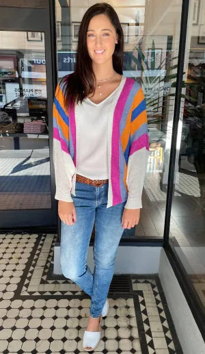 Lara Knit Striped Cardi Magenta